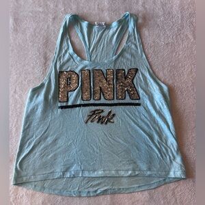 Victoria's Secret Light Blue Tank with Sequin Logo